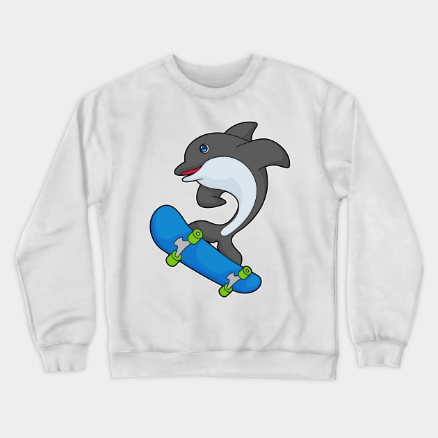 Dolphin Skater Skateboard Crewneck Sweatshirt by Markus Schnabel